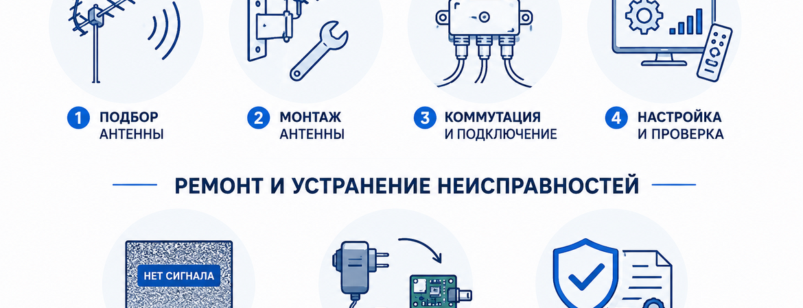 Установка под ключ и ремонт бесплатного цифрового ТВ и Эфирной ZALA в Гомеле